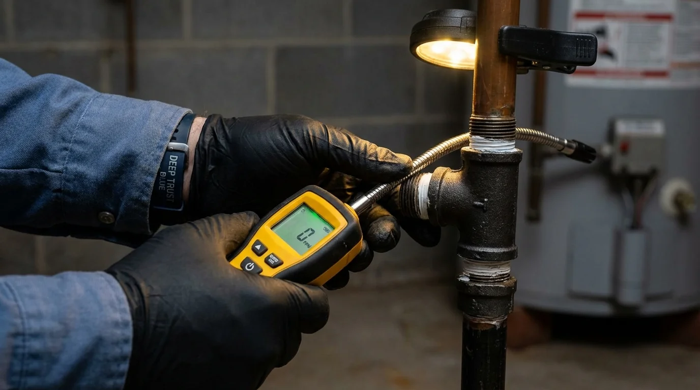 Gas leak detection with electronic sniffer by Johns Plumbing LLC in Copperopolis